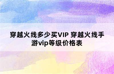 穿越火线多少买VIP 穿越火线手游vip等级价格表